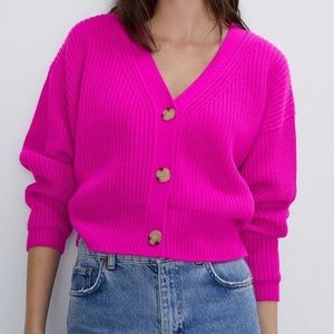 ZARA--KNIT JACKET WITH BUTTONS TRF